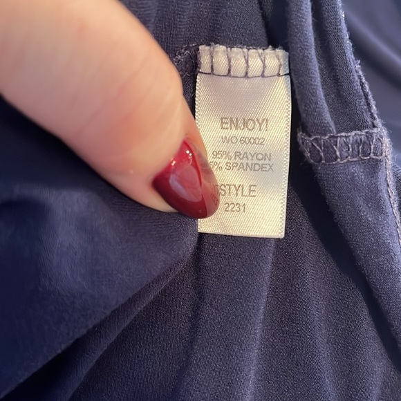 Michael Stars Cowl Top Short Sleeves Navy Blue One Size - Picture 6 of 7